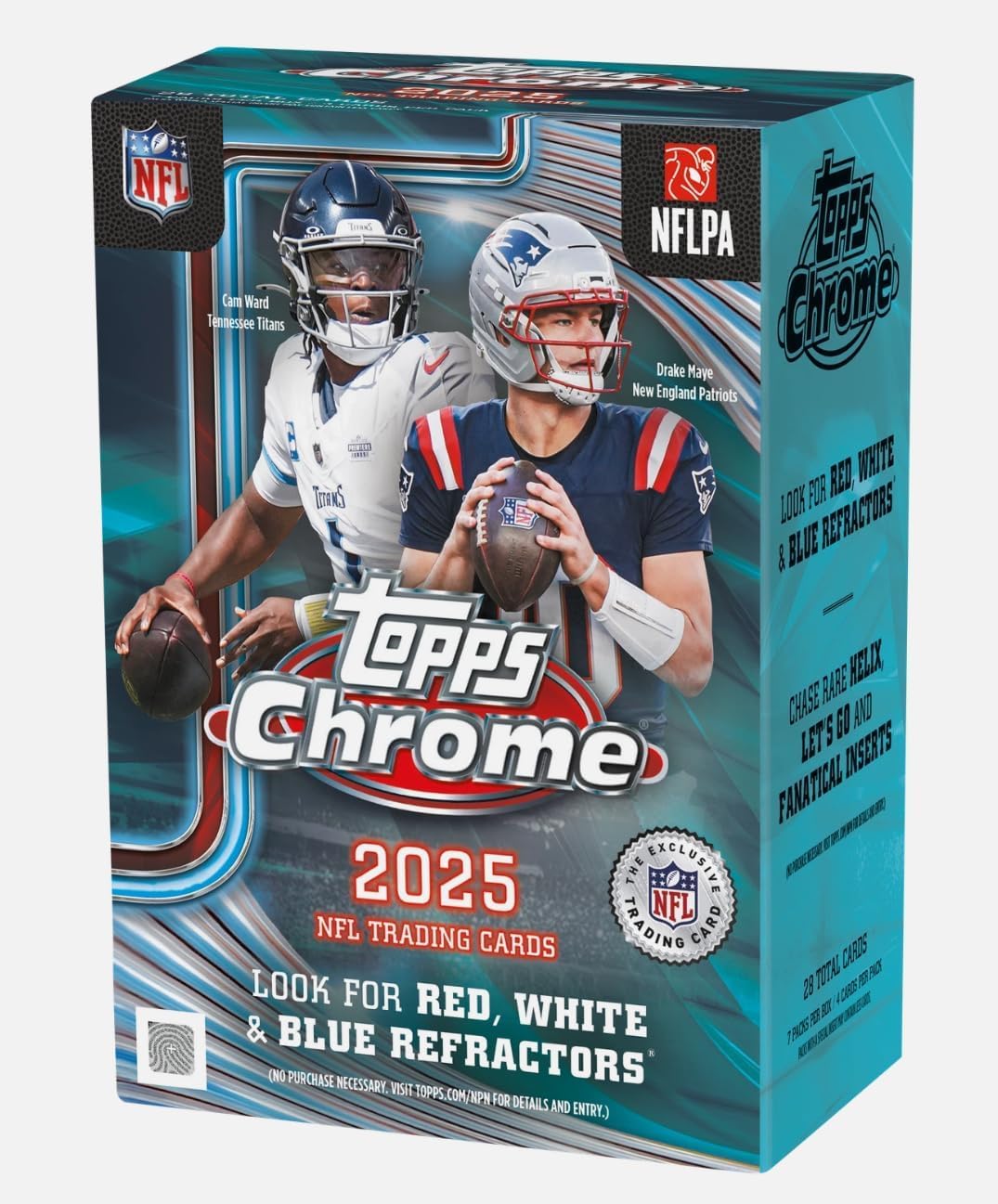 2025 Topps Chrome Football Sealed Blaster Value Box (7-Packs/Box, 4 Cards/Pack)